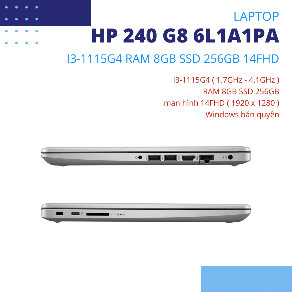 Laptop HP 240 G8 i3-1115G 8GB 256GB W11 6L1A1PA