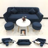  Bộ ghế sofa băng BL10 BGN dài 1m9 xanh dương đậm vải nhung 