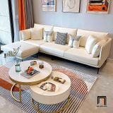  Ghế sofa băng da công nghiệp BT196 Dumas dài 2m4 trắng kem 