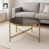  Bàn sofa kính cường lực đen 60 BTPK91 Dunlap khung chân sắt 