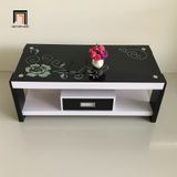  Bàn trà gia đình mặt kính đen chữ nhật BTPK53 Serreta 1m x 50 