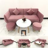  Ghế sofa băng BB dài 1m9 màu hồng phấn vải nhung giá rẻ 