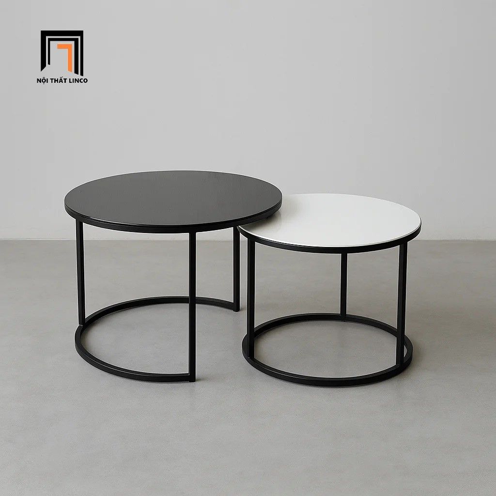  Cặp bàn sofa kính đen trắng BTPK25 Rayga phòng khách nhỏ 