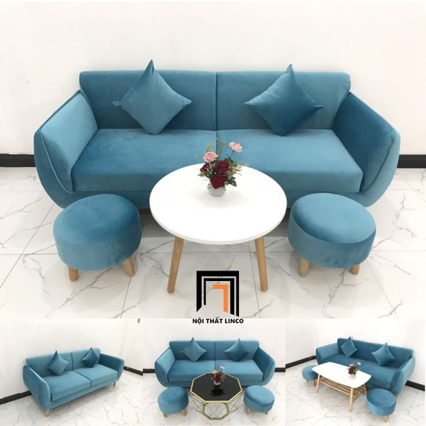 bộ ghế sofa băng 1m9 màu xanh dương