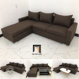  Bộ ghế sofa góc GL1 2m2 x 1m6 cho phòng khách nâu đậm 