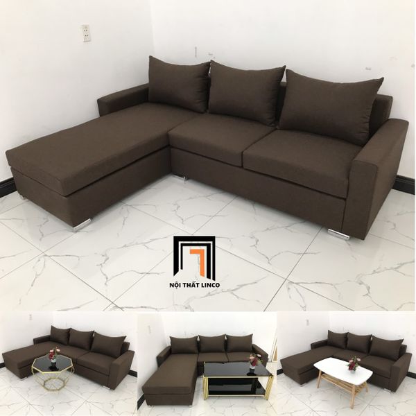 bộ ghế sofa góc L 2m2 x 1m6 nâu đậm