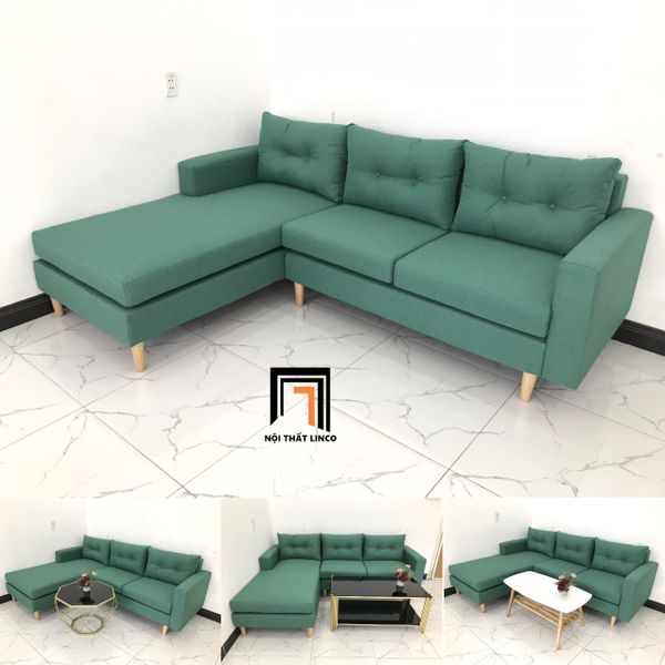 bộ ghế sofa góc l 2m2 x 1m6 xanh ngọc