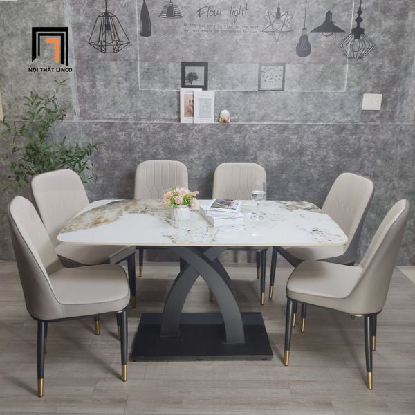 bộ bàn ăn 6 ghế đá ceramic