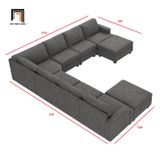  Set ghế sofa U vải nỉ màu xám UT13 Anureet cho phòng khách 
