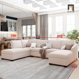  Set ghế sofa chữ U sang trọng UT18 Citra dài 3m bọc vải nỉ đẹp 