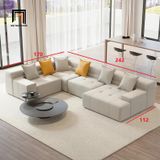  Bộ ghế sofa U vải nỉ xám trắng UT7 Paden dài 2m4 xinh xắn 
