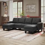  Bộ ghế sofa U xám đen vải nỉ UT27 Eilean dài 2m6 giá rẻ 