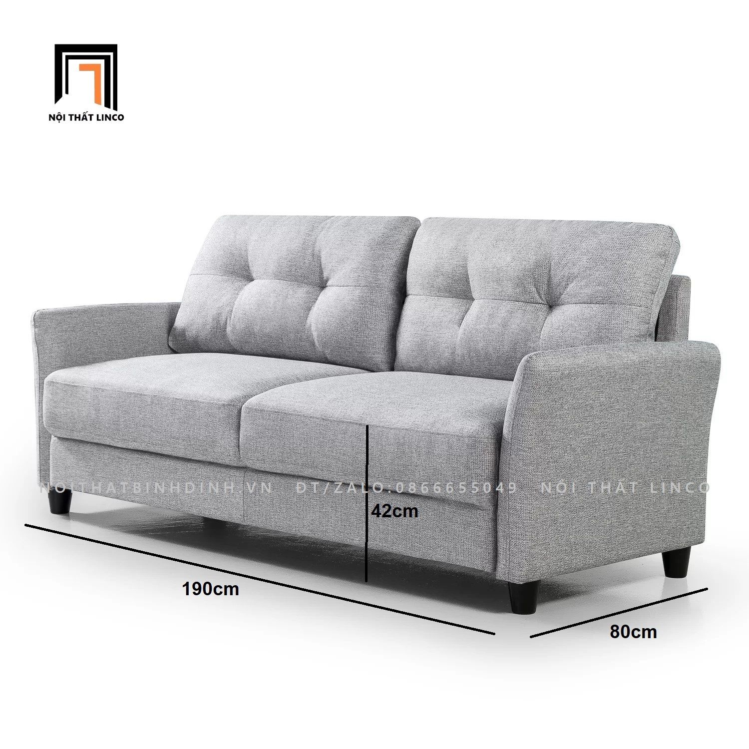  Ghế sofa băng màu xám trắng BT29 Helsley dài 1m9 