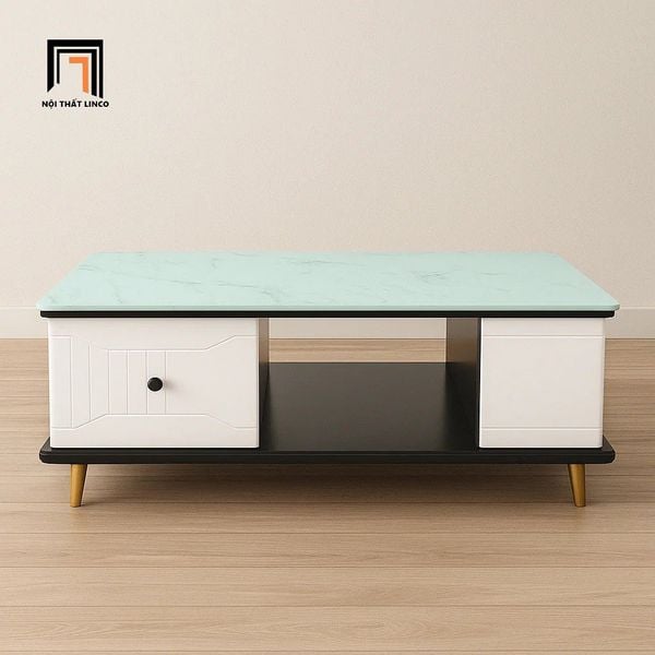 bàn sofa phòng khách mặt kính xanh