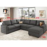  Bộ ghế sofa chữ U hiện đại UT20 Honbay 3m1 màu xanh đậm 