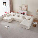  Set ghế sofa chữ U xinh xắn UT17 Dade 3m1 vải nỉ trắng kem 