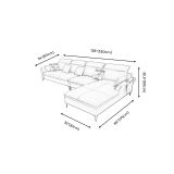  Bộ ghế sofa góc chữ L GT121 Fontana 3m2 x 1m75 da giả xám đen 