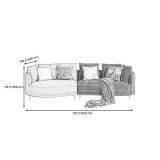  Sofa băng cong trang trí shop tiệm BT251 Shelby 2m6 vải nỉ cam 