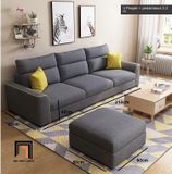  Bộ ghế sofa băng xám đen BT57 Cobin 2m1 kèm đôn vuông giá rẻ 