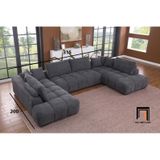  Set ghế sofa chữ U nệm ngồi chia múi UT32 Reindy vải nỉ 3m15 