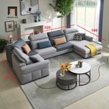  Set ghế sofa chữ U sang trọng UT8 Freda 3m2 phối vải nỉ xám 