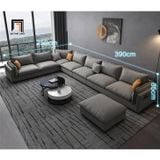  Bộ ghế sofa U vải nỉ màu xám dài 3m2 UT3 Hanna cho chung cư 
