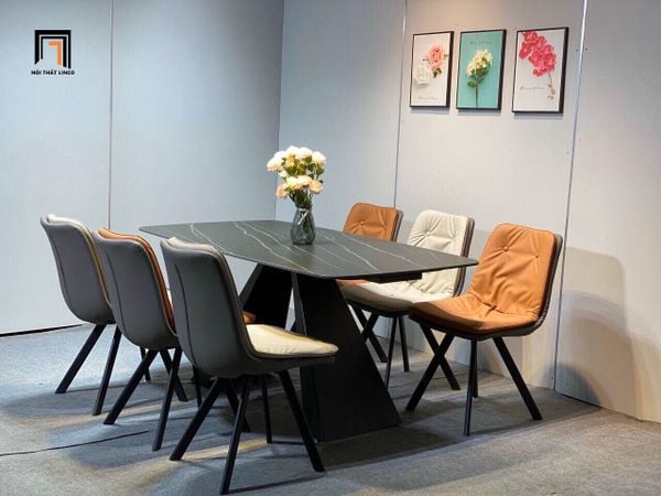 set bàn ghế ăn hiện đại 6 ghế da giả