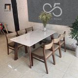  Bộ bàn ăn phòng bếp gia đình 18-KH6-G10-B110 6 ghế bọc da giả 