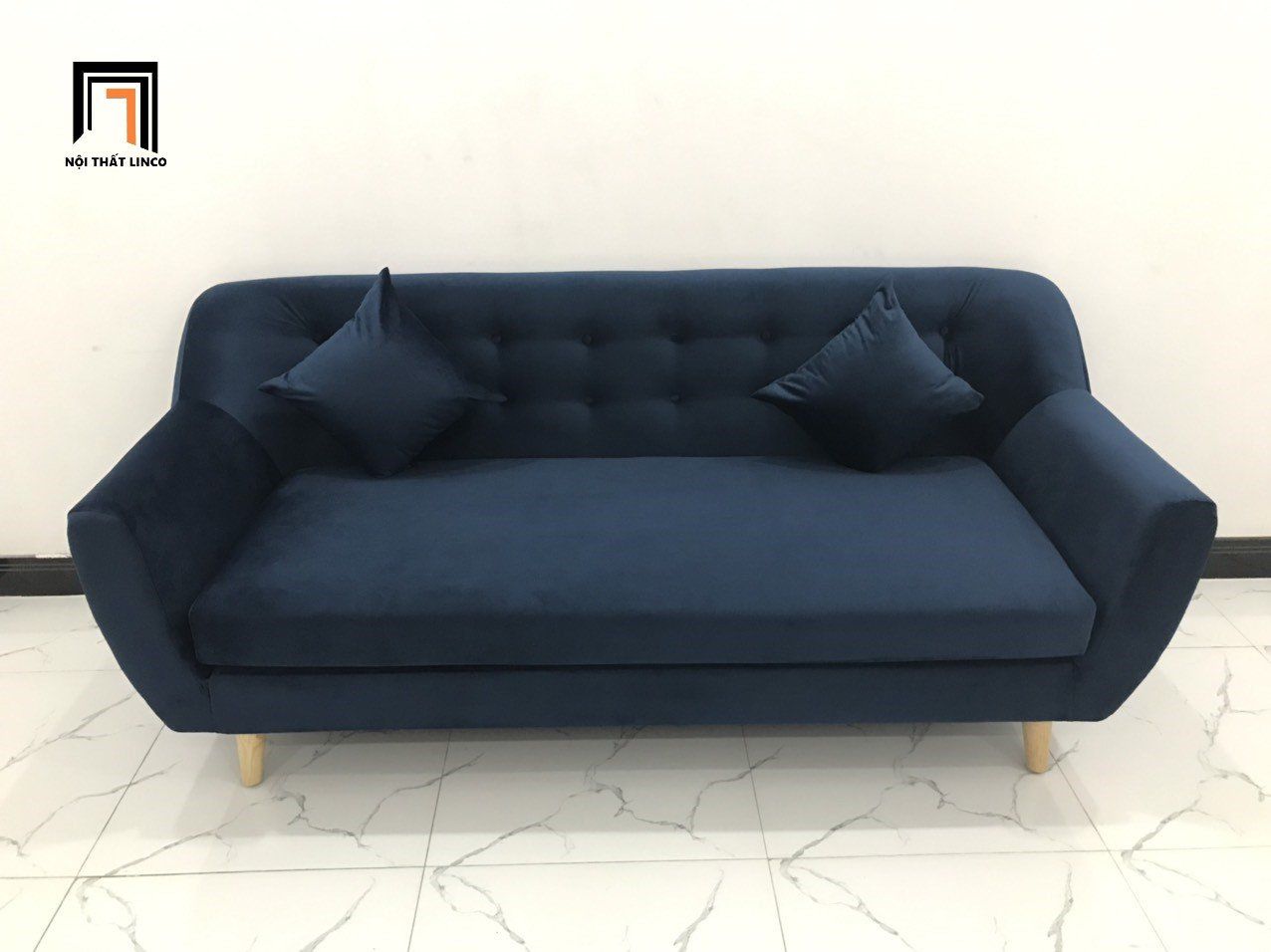  Bộ bàn ghế sofa băng BGN dài 1m9 xanh dương đậm vải nhung 