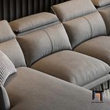  Ghế sofa góc L gật gù thư giãn GHQ222 Numan 3m2 x 1m7 xám nỉ 