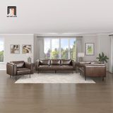  Set ghế sofa phòng khách da giả nâu KT130 Foxcon sang trọng 