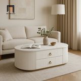  Bàn trà mặt đá oval hộc kéo 2 tầng BTPK75 Winfield sang trọng 