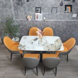 Combo bàn ăn 6 ghế da giả 2-BAD6-G1-B2 đá ceramic đẹp 