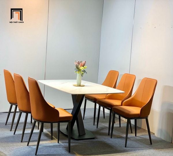 set bàn ghế ăn 6 người mặt đá