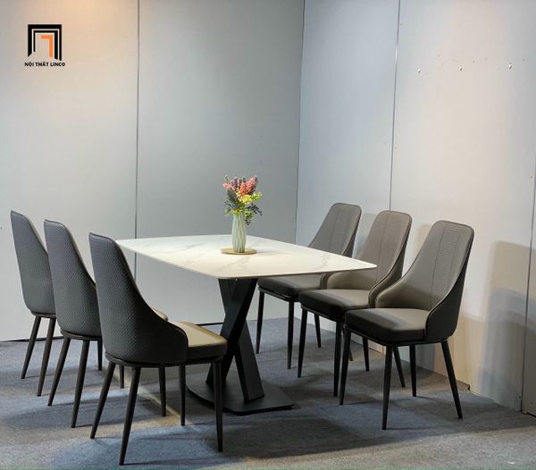 set bàn ghế ăn 6 người mặt đá