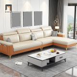  Ghế sofa góc L da công nghiệp GT171 Sheridon 2m3 x 1m55 xám ghi 