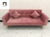  Bộ bàn ghế sofa giường nhỏ 2m BTV màu hồng phấn vải nhung 