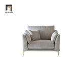  Ghế sofa đơn vải nỉ xám trắng DT66 Riverton ngồi thư giãn đọc sách 