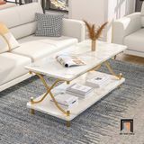  Bàn sofa mặt đá 2 tầng xinh xắn BSF69 Kempst khung chân đẹp 
