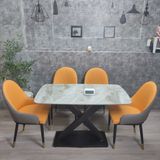  Set bàn ăn 4 ghế ngồi da giả 2-BAD4-G1-B70 mặt đá đẹp 