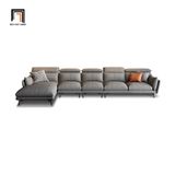  Ghế sofa góc L gật gù thư giãn GHQ222 Numan 3m2 x 1m7 xám nỉ 