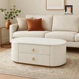  Bàn trà mặt đá oval hộc kéo 2 tầng BTPK75 Winfield sang trọng 