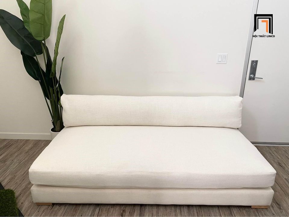  Ghế sofa băng giường giá rẻ GB4 Pizza dài 2m màu trắng kem 