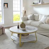  Bàn sofa hình tròn 70cm xinh xắn BSF13 Octagon mặt đá 2 tầng 