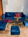  Bộ ghế sofa băng giường BTV 2m thông minh xanh đậm vải nhung 