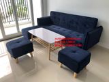  Bộ ghế sofa băng giường BTV 2m thông minh xanh đậm vải nhung 