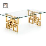  Bàn sofa chữ nhật kính cường lực BSF19 Neste khung sắt vàng 