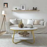  Bàn sofa hình tròn 70cm xinh xắn BSF13 Octagon mặt đá 2 tầng 