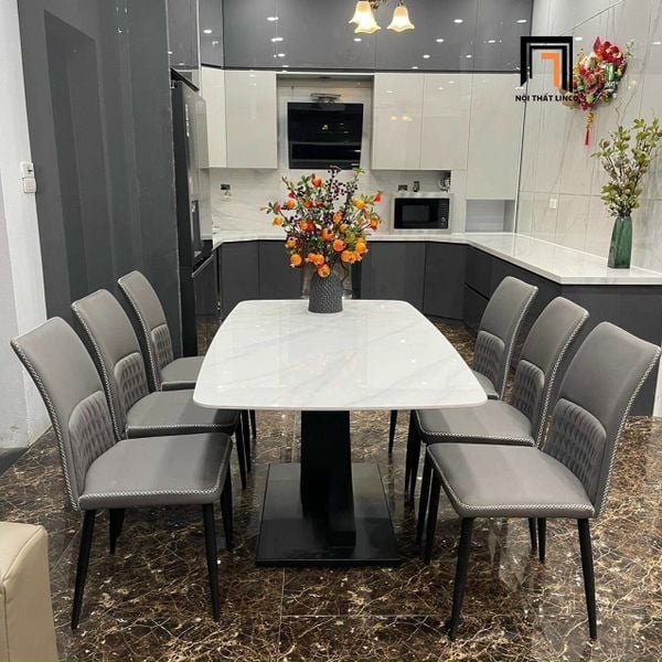 bộ bàn ăn 6 ghế mặt đá ceramic
