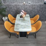  Set bàn ăn 4 ghế ngồi da giả 2-BAD4-G1-B70 mặt đá đẹp 